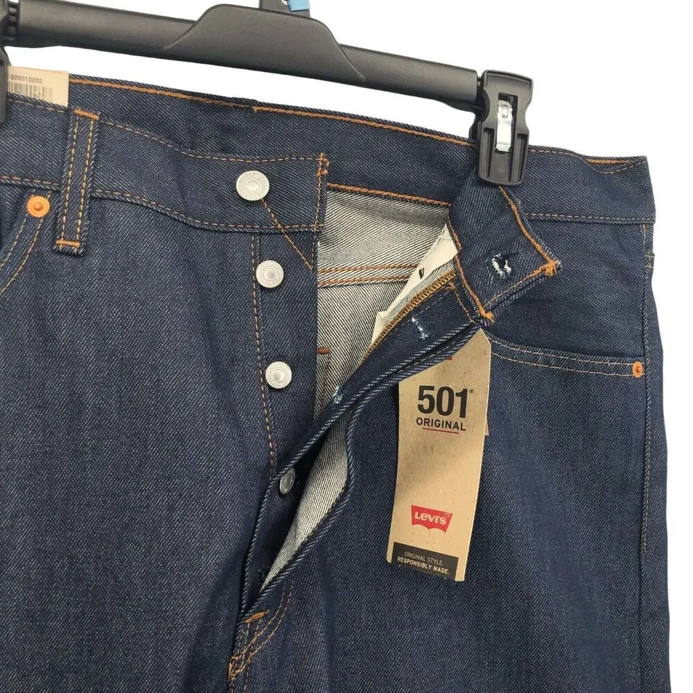 NEW Levi's 501 Original Shrink to Fit Jeans Blue Button Fly Straight Mens 32x30